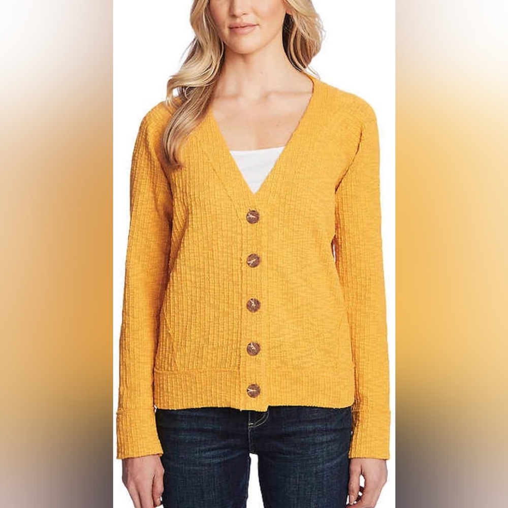 Two by vince camuto Yellow Button-Up Cardigan
